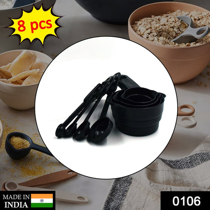 106 Plastic Measuring Cups and Spoons (8 Pcs, Black) TOP TREND DEALS