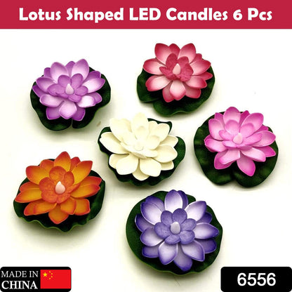 Water Floating Smokeless Candles & Lotus Flowers Sensor Led TeaLight for Outdoor and Indoor Decoration - Pack of 6 Candle (Pack of 6)