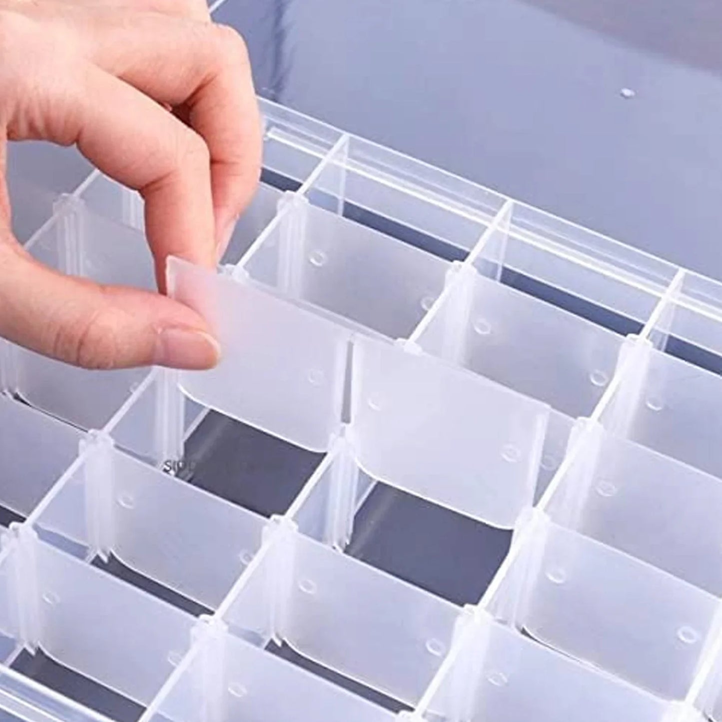 36 Grids Clear Plastic Organizer Jewelry Storage Box with Adjustable Dividers, Transparent Organizer Box (1pc)