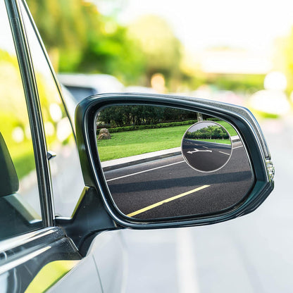 360DEGREE BLIND SPOT ROUND WIDE ANGLE ADJUSTABLE CONVEX REAR VIEW MIRROR - PACK OF 2