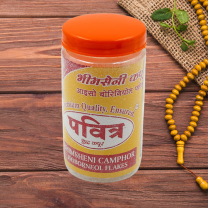 3619 Natural Bhimsheni Camphor (Kapoor) Bhimseni Camphor Kapoor / Kapur Isoborneol Flakes Jar 100gm