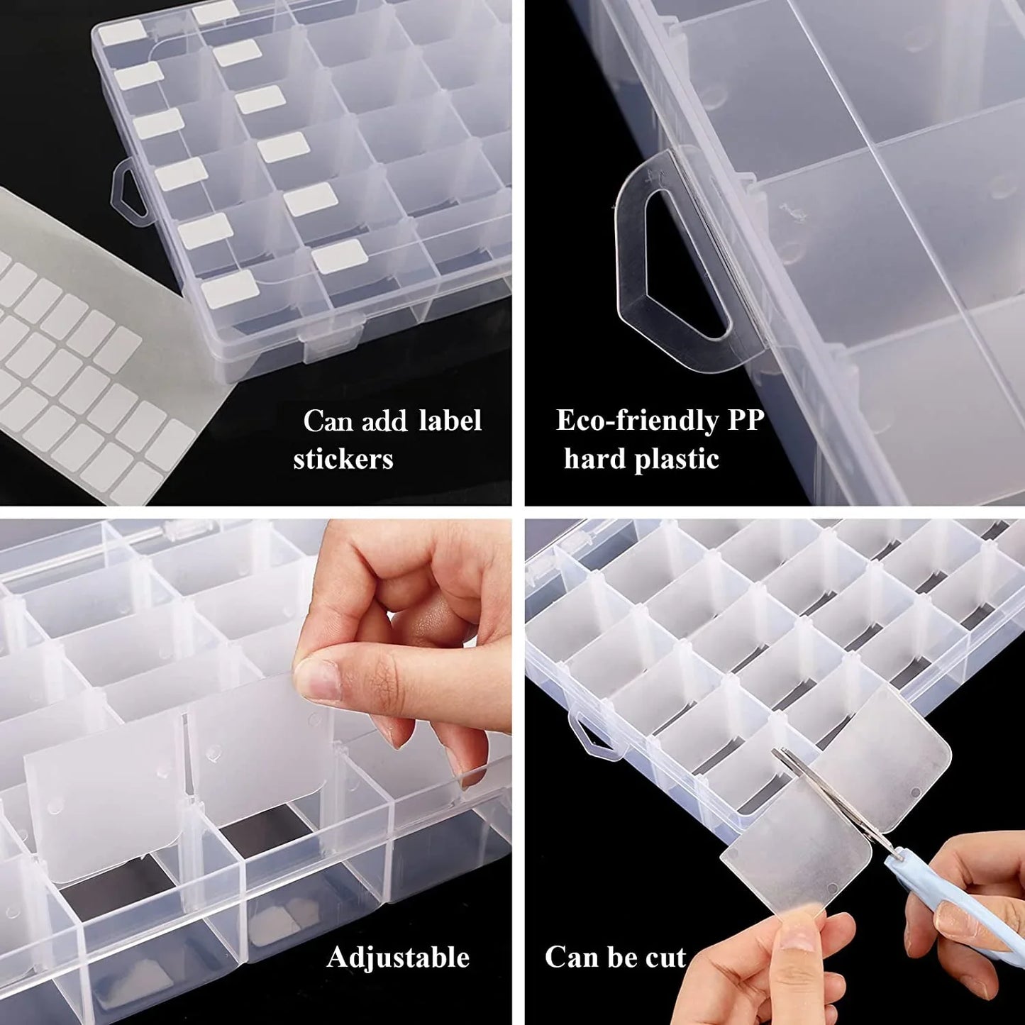 36 Grids Clear Plastic Organizer Jewelry Storage Box with Adjustable Dividers, Transparent Organizer Box (1pc)