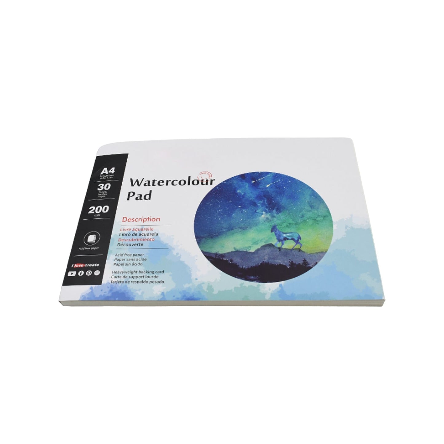 Watercolor Paper Pad,1 Pack,200gsm,A4 8.3"x11.7",60 Sheets Total, Acid Free for Wet Media Painting Paper Pads, for Illustration, Painting, Drawing and Sketching 210x297mm (1 Pc)