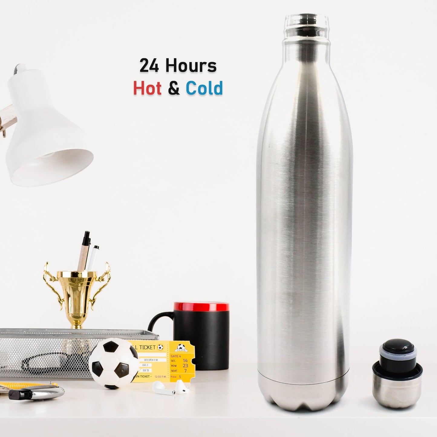 Vacuum Stainless Steel Double Wall Water Bottle, Fridge Water Bottle, Leak Proof, Rust Proof, Cold & Hot Thermos steel Bottle| Leak Proof | Office Bottle | Gym | Home | Kitchen | Hiking | Trekking | Travel Bottle (1000 ML)