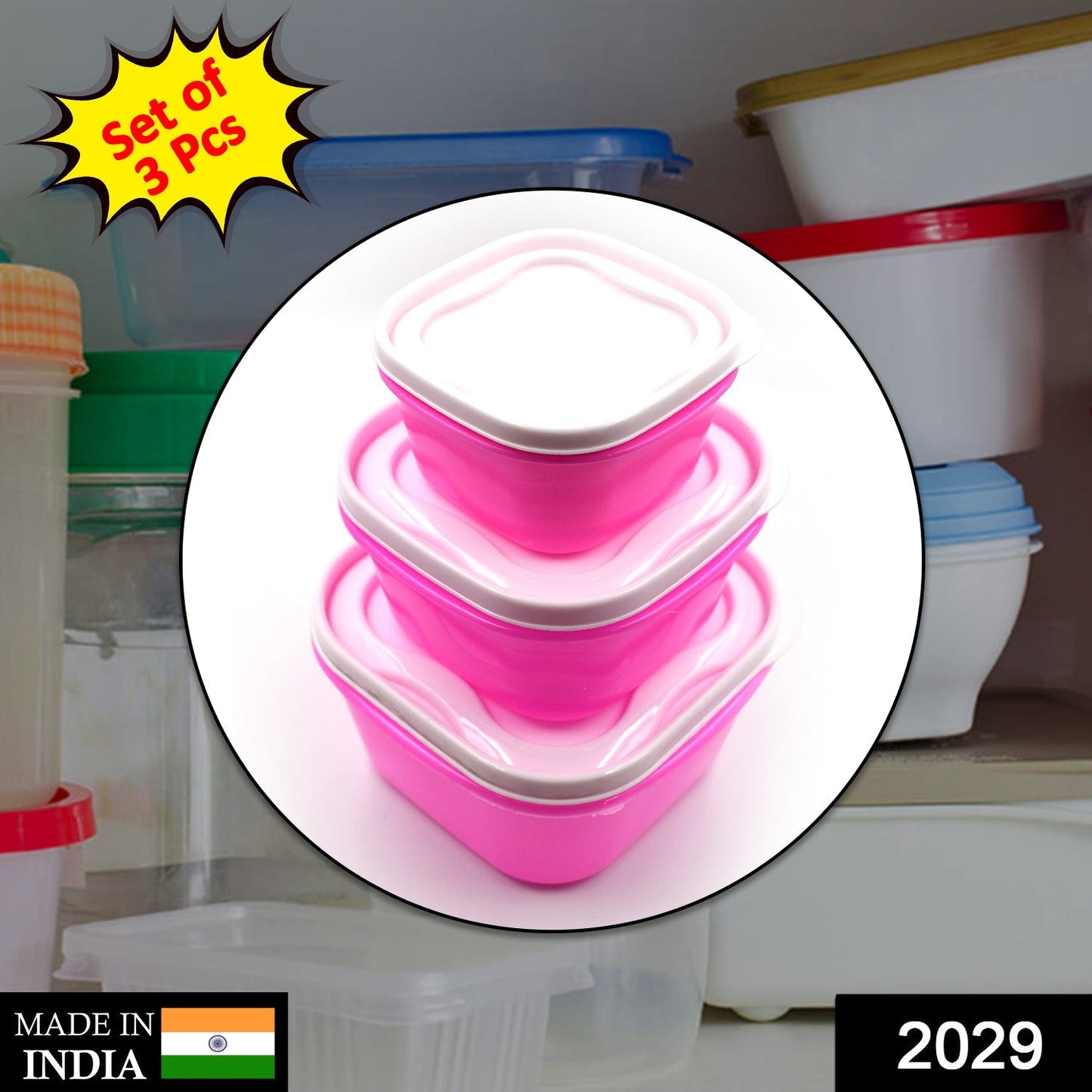 2029 3 Pc Multi-Purpose Container used in all kinds of household and official purposes for storing food and stuffs etc. 