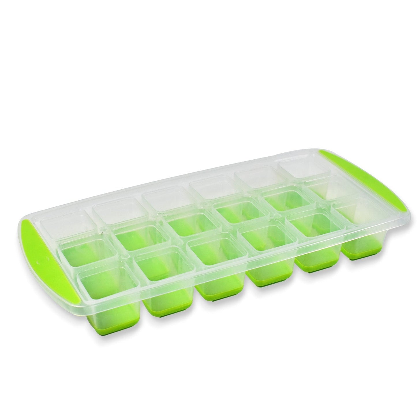 7169  18 Cavity Pop Up Ice Cube Tray Easy Release Flexible Silicone Bottom Ice Tray , Stackable Ice tray, 100% BPA Free, Food Grade for Freezer 