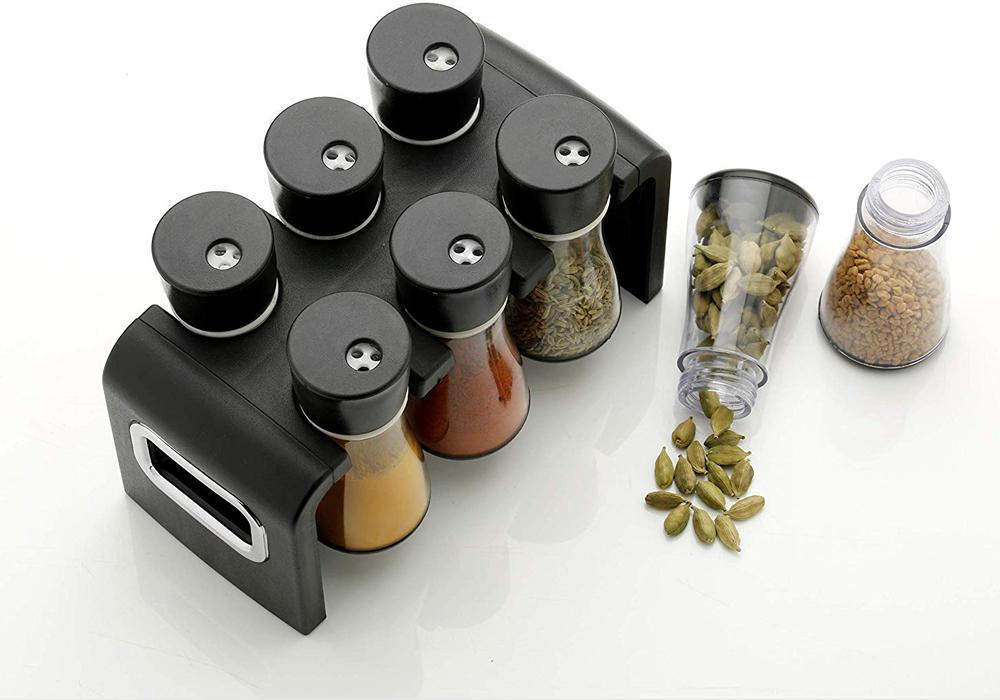 100 Revolving Plastic Spice Rack Masala Organiser (6 Pcs) 