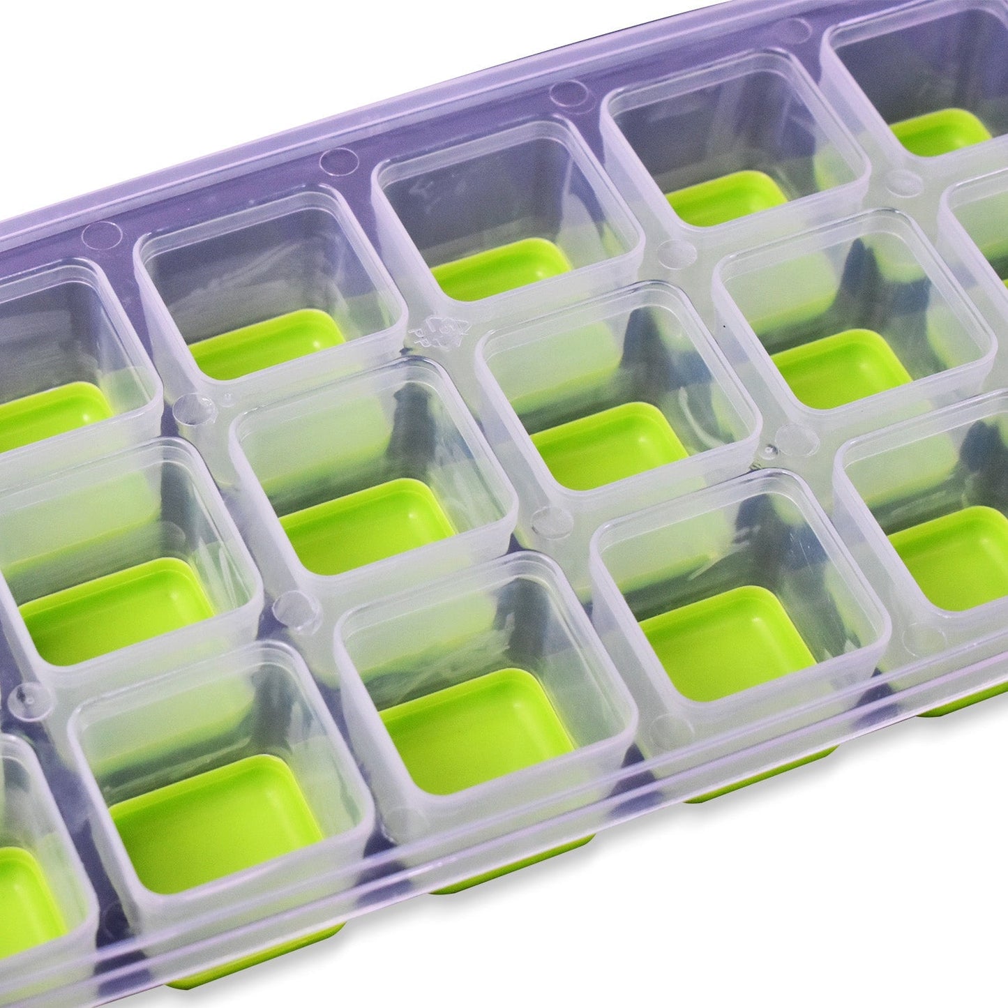 7169  18 Cavity Pop Up Ice Cube Tray Easy Release Flexible Silicone Bottom Ice Tray , Stackable Ice tray, 100% BPA Free, Food Grade for Freezer 